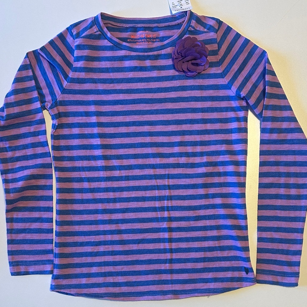 Crewcuts Striped Purple and Blue Long Sleeve Shirt